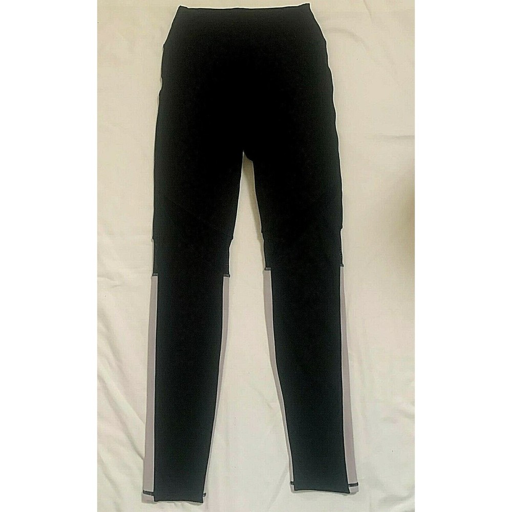 Pop Fit Womens Sheer Mesh High Rise Leggings Black White Size Small